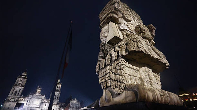 Coatlicue, Coyolxauhqui y Tlaltecuhtli, elaboradas por artistas del Taller Xibalbá en Iztapalapa